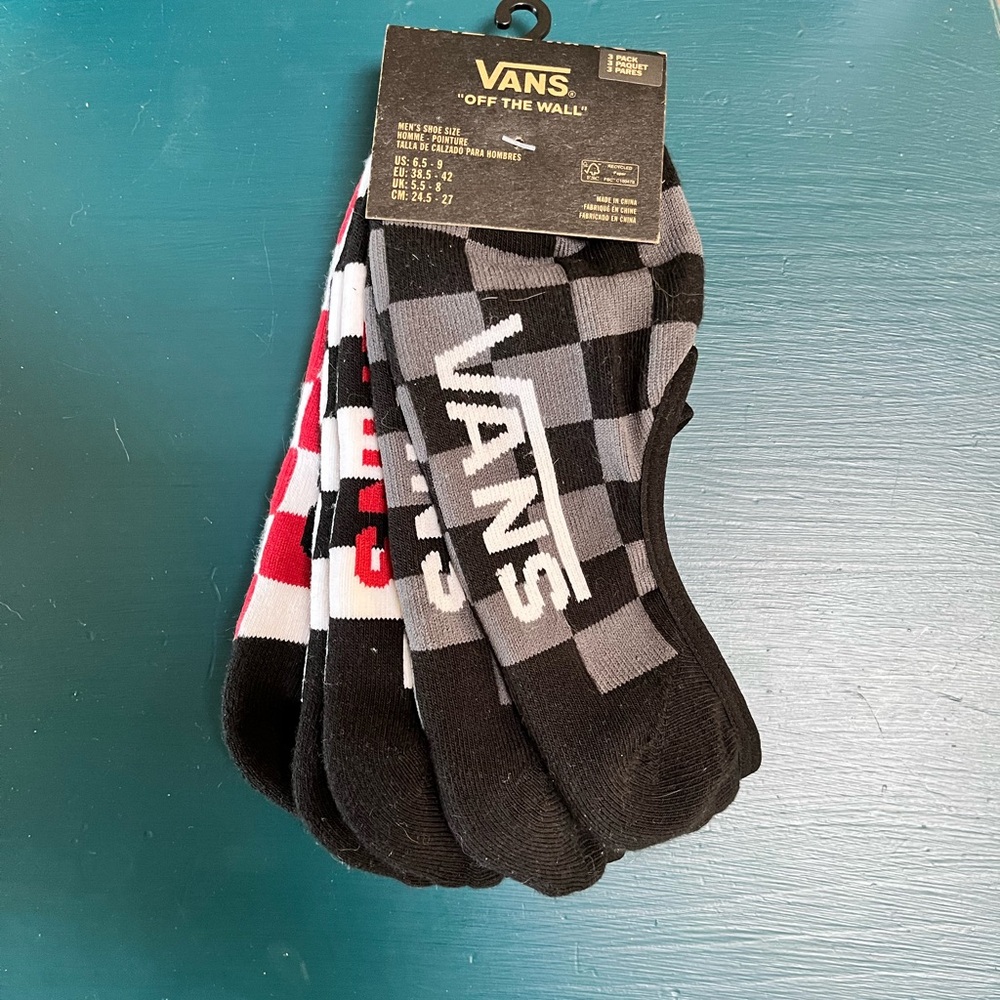 Vans No-Show Checkered Socks 3-Pair (Men’s Size 6.5-9)